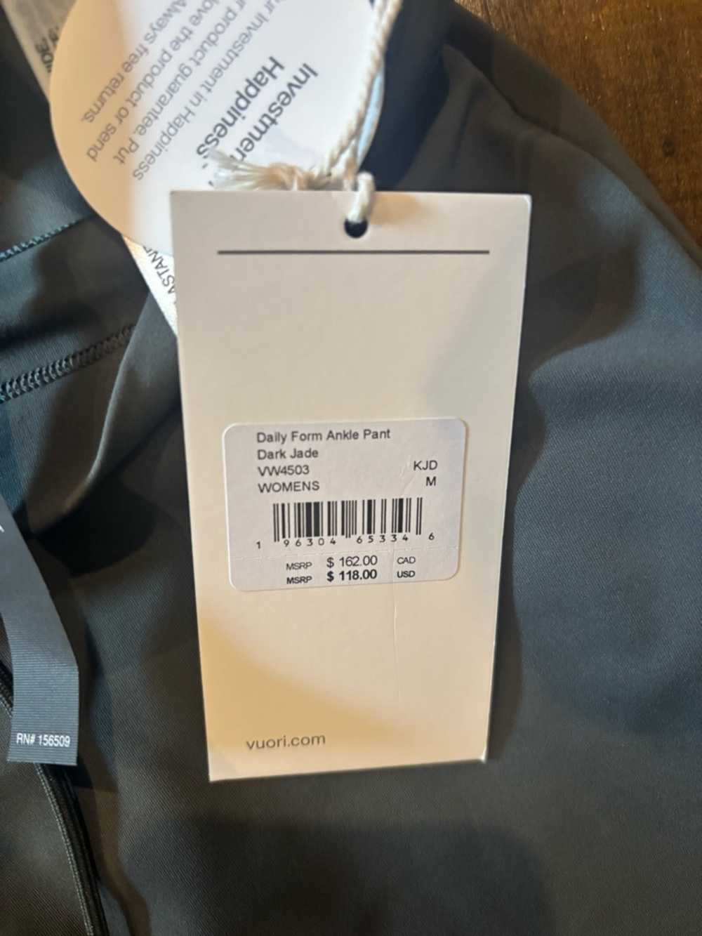 Charcoal Gray Drawstring Wide-Leg  Ankle Daily Form Vuori  Dark Jade - Picture 3 of 4